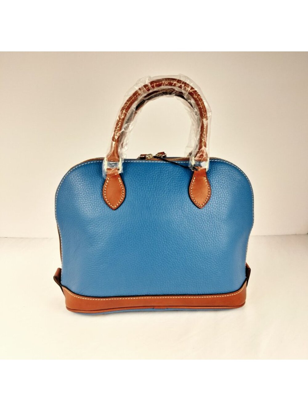 Dooney & Bourke Pebble Leather Domed Azure Blue Satchel / Cross Body NWT - Picture 3 of 15
